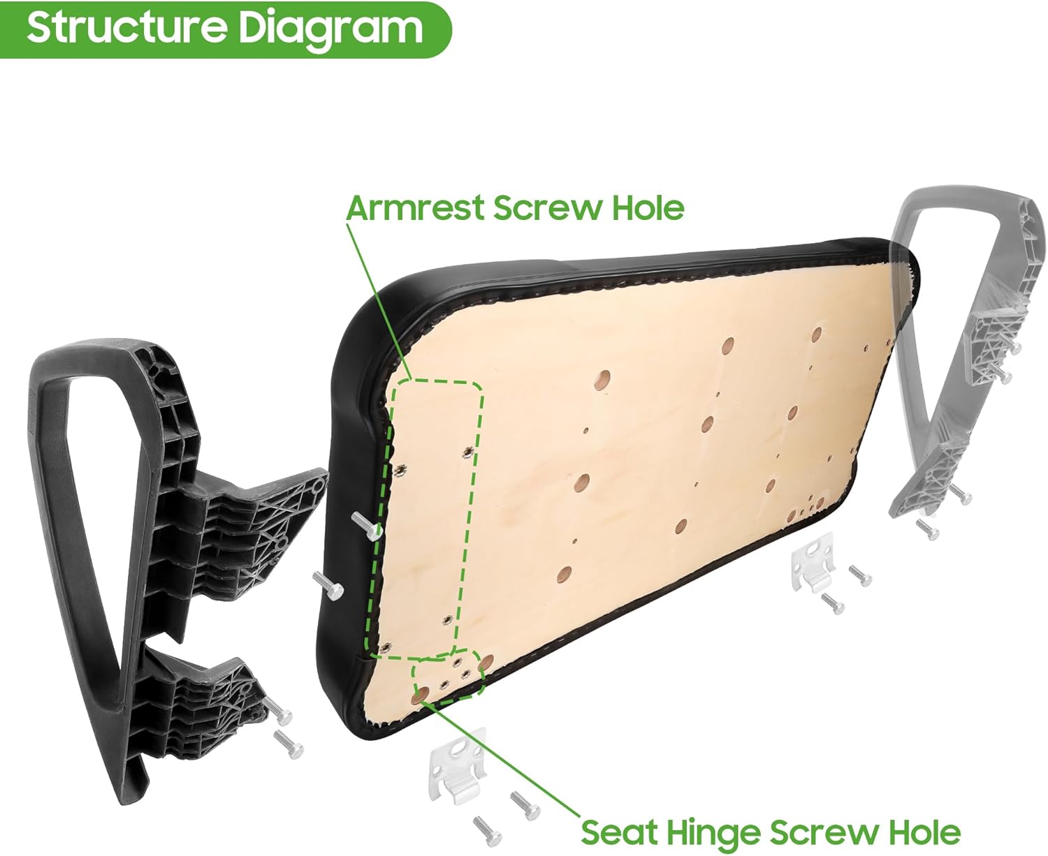 10L0L Golf Cart Front Seat Assembly for EZGO TXT 1994-2013, Factory Style Seat Bottom Cushions & Seat Back Replacement Kit
