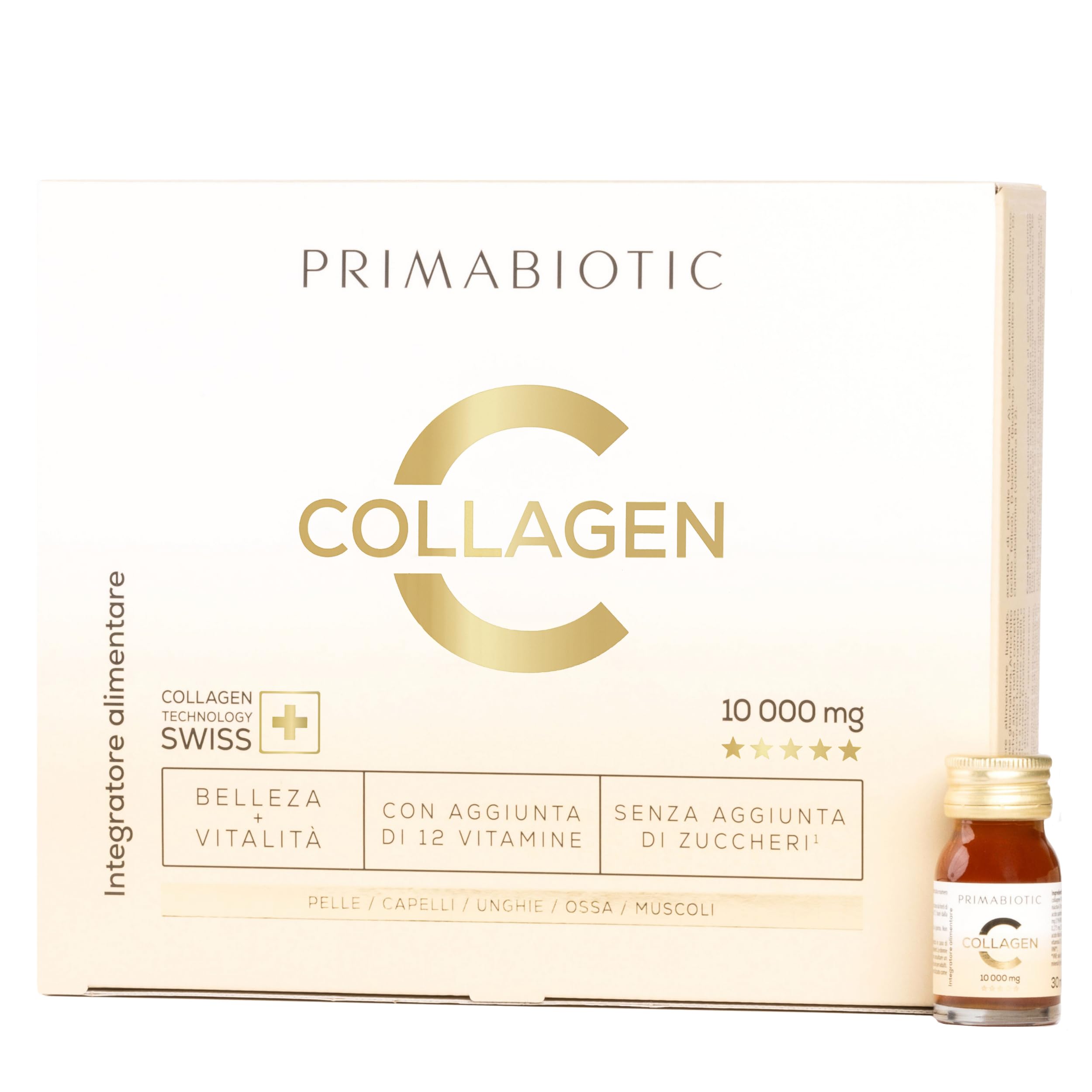 Collagene da Bere - Primabiotic Collagen 10000 mg | 30 Flaconcini da 30 ml (900 ml) | Integratore Liquido di Alta Qualità per la Bellezza | 95% di Assorbimento | Pelle, Capelli, Articolazioni