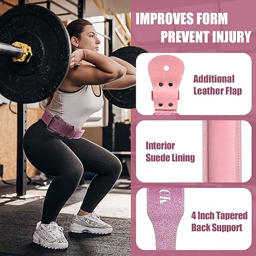 Miniatura 4 de Jaffick Cinturón de levantamiento de pesas para mujer, cinturones de cuero para gimnasio, cintura baja, soporte de espalda para mujeres y hombres,