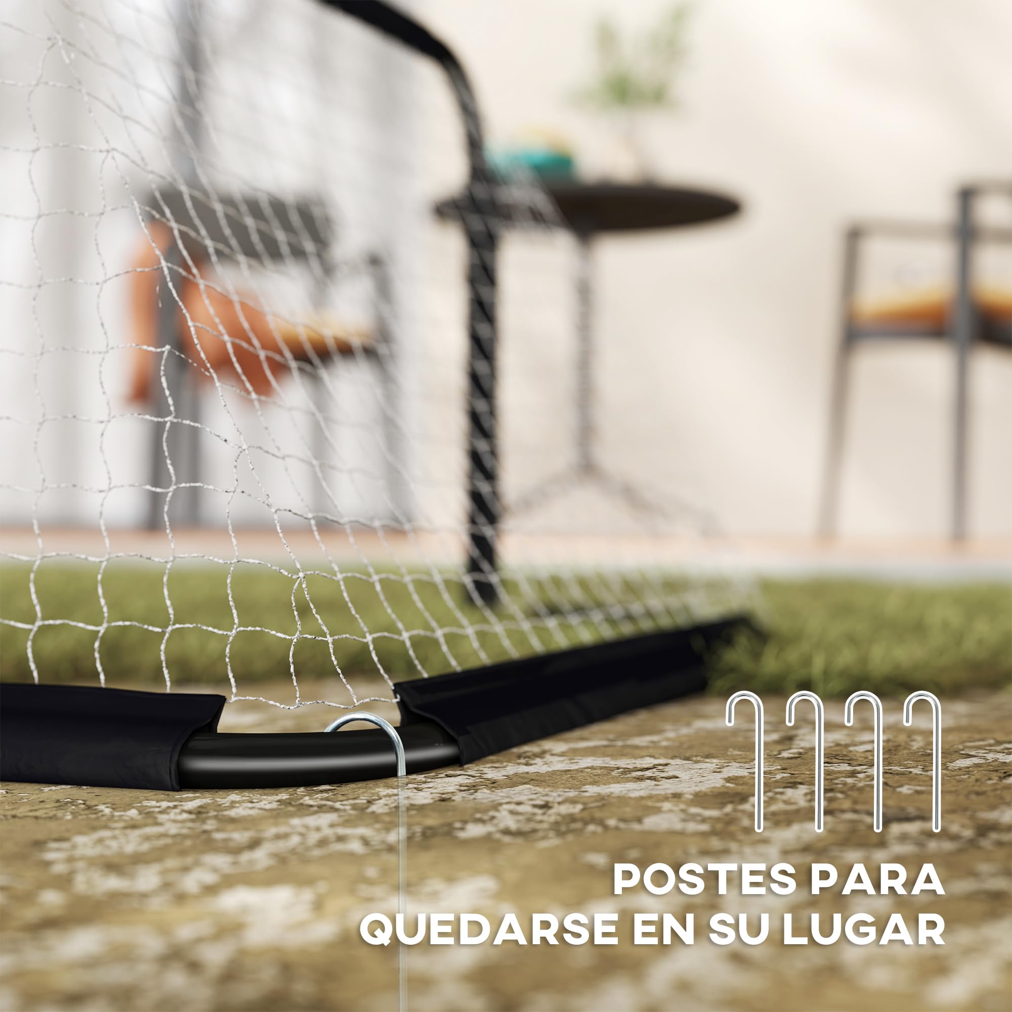 HOMCOM Set de 2 Porterías Plegables de Fútbol Puertas de Fútbol Portátil con Soporte de Metal y Red para Entrenamiento en Jardín Aire Libre 90x36x60 cm