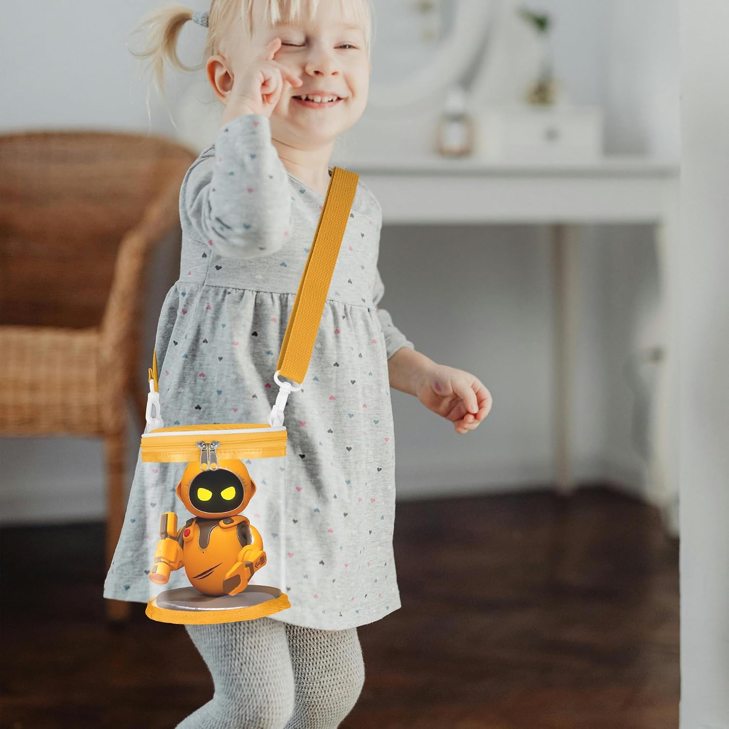 Display Bag Compatible with Eilik Cute Robot Pets, Carrying Case Compatible with Eilik DQ Robot, Yellow, Bag Only