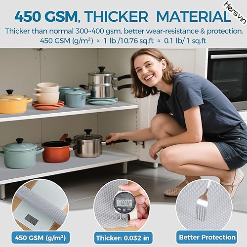 Miniatura 9 de Hersvin Shelf Liners - Alfombrillas de EVA para cajones de 12 pulgadas x 20 pies, almohadilla no adhesiva para armario, cojín para forro de gabinete