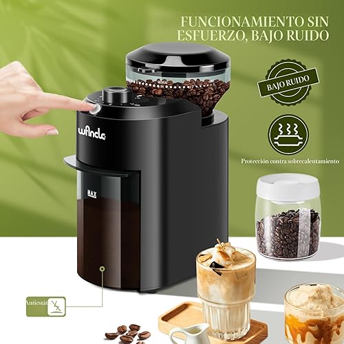 Miniatura 5 de Wancle Molinillo de café eléctrico de rebabas, ajustable con 28 ajustes precisos de molienda para 12 tazas, molinillo profesional de granos de café