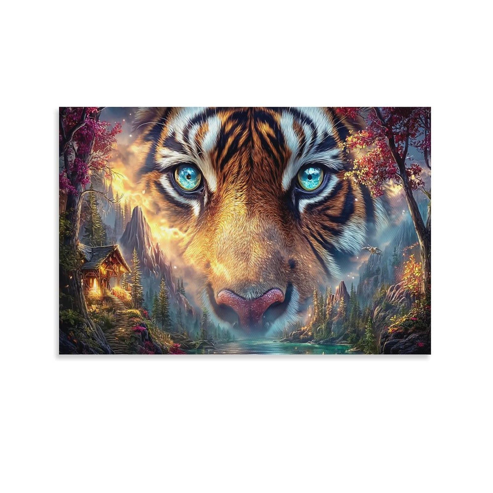 XPASHIQWC Forest Tiger Poster Artwork Canvas Prints Picture Modern Canvas Wall Art Picture Wall Hanging for Home Decorations 24x36inch(60x90cm)
