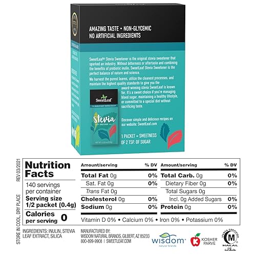 Miniatura 2 de SweetLeaf Edulcorante de stevia natural 70 unidades paquete de 1