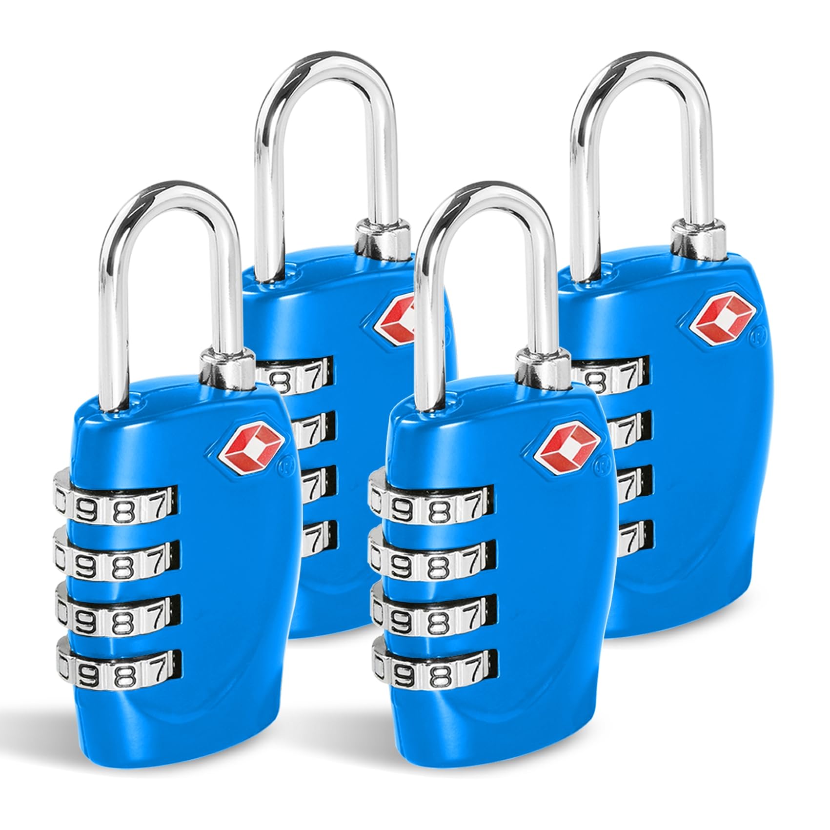 CFMOUR Suitcase Locks, TSA Approved Luggage Locks, 4-dial, Blue, 4 Pcs