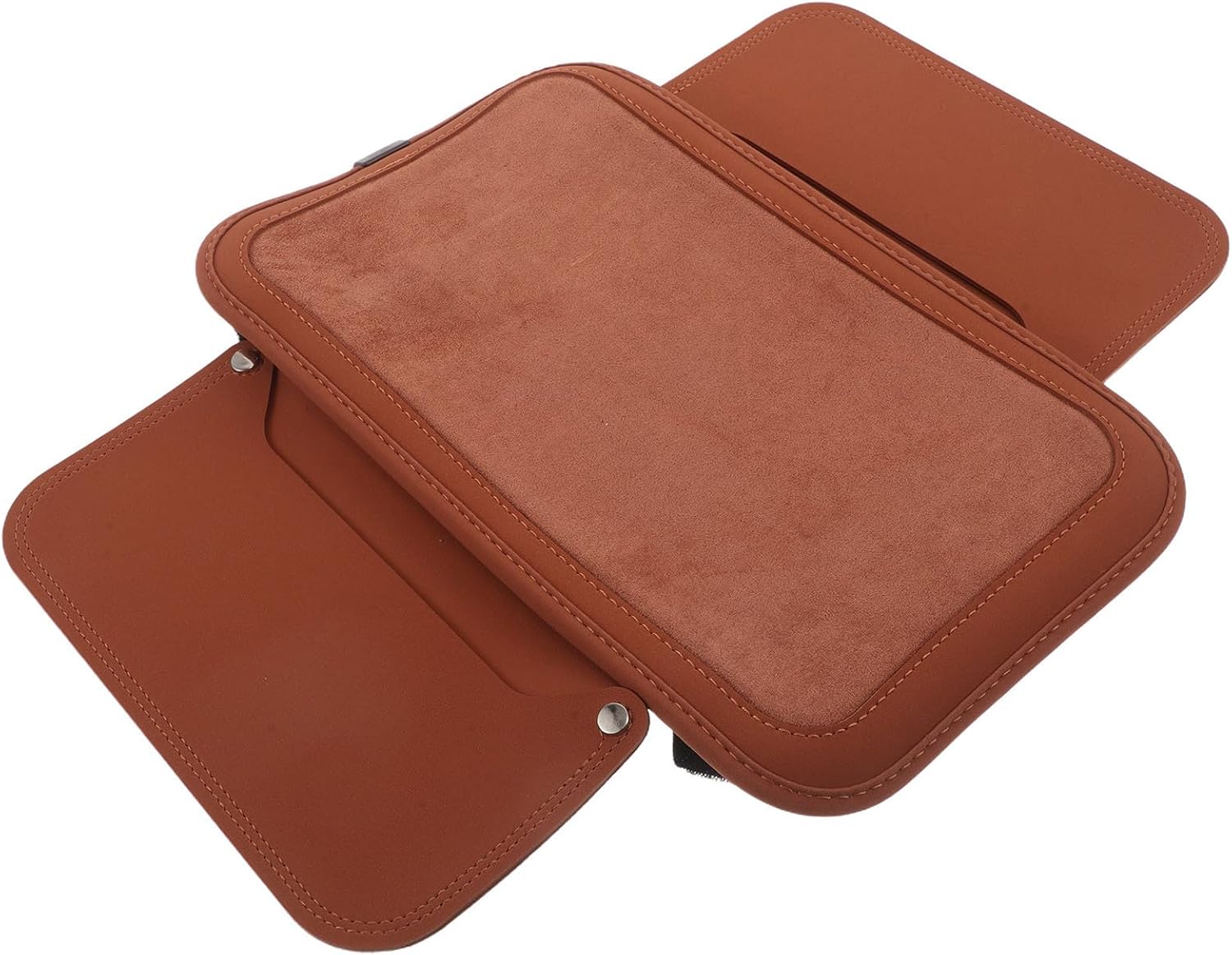 Levemolo Car Armrest Box Pad for Center Console, Orange Suede Pu