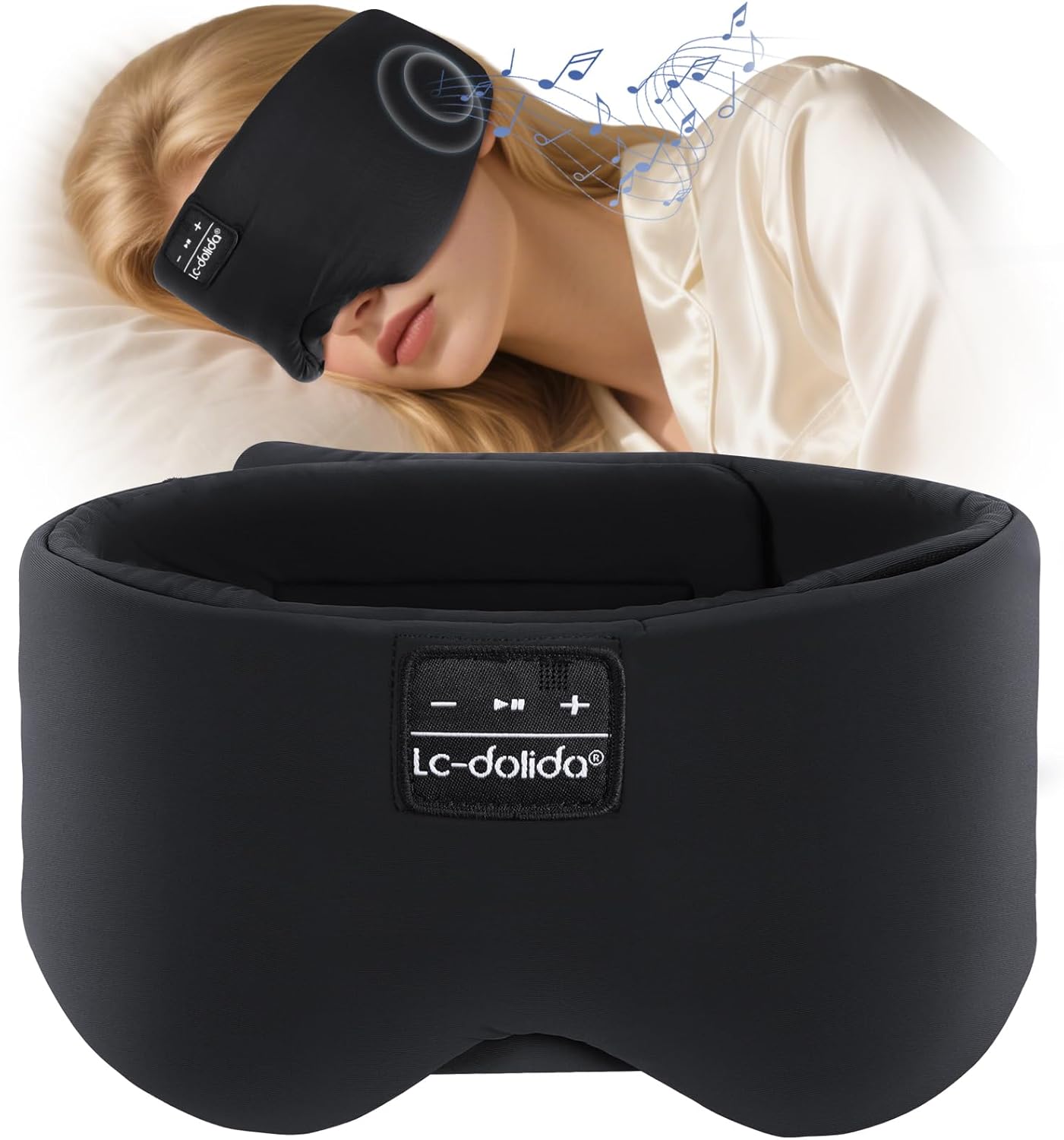 LC-dolida Sleep Mask with Bluetooth Headphones, Soft Ice Silk Sleep Mask with Bluetooth 5.4, Total Blackout Eye Mask for Sleeping, Idea Gift for Women Men, All Night Sleep, Travel(Black) LC-dolida Sleep Mask with Bluetooth Headphones, Soft Ice Silk Sleep Mask with Bluetooth 5.4, Total Blackout Eye Mask for Sleeping, Idea Gift for Women Men, All Night Sleep, Travel(Black)