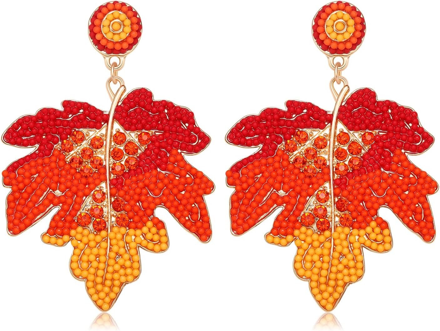 Thanksgiving Earrings Beaded Fall Pumpkin Candy Corn Turkey Maple Leaf Drop Dangle Earrings Thanksgiving Autumn Jewelry Holiday Gifts for Women