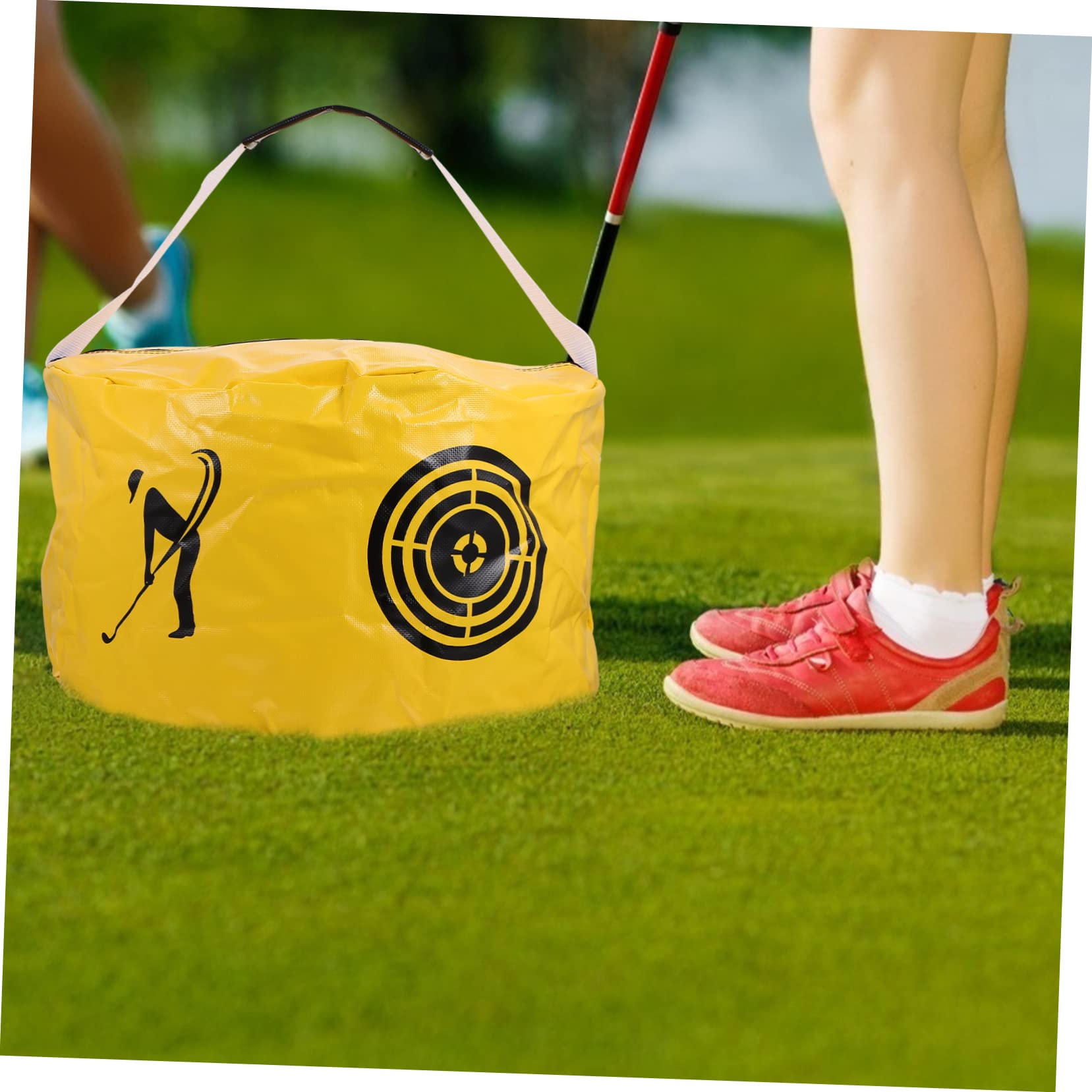 ibasenice Bolsa Precisión Amarillo Entrenamiento de Swing en de Golf, PVC Ayuda de Práctica Segura Mejorar la Impacto para Casa Aire Libre