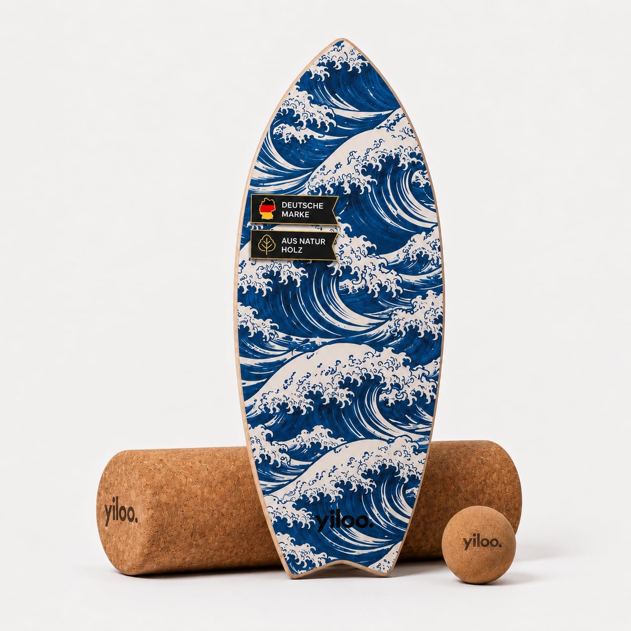 Hawaii Balance Board aus Holz – Gleichgewichtstrainer mit Rolle & Balance Ball – Handgefertigt & rutschfest für Core Training, Fitness, Surf & Koordination – bis 150 kg