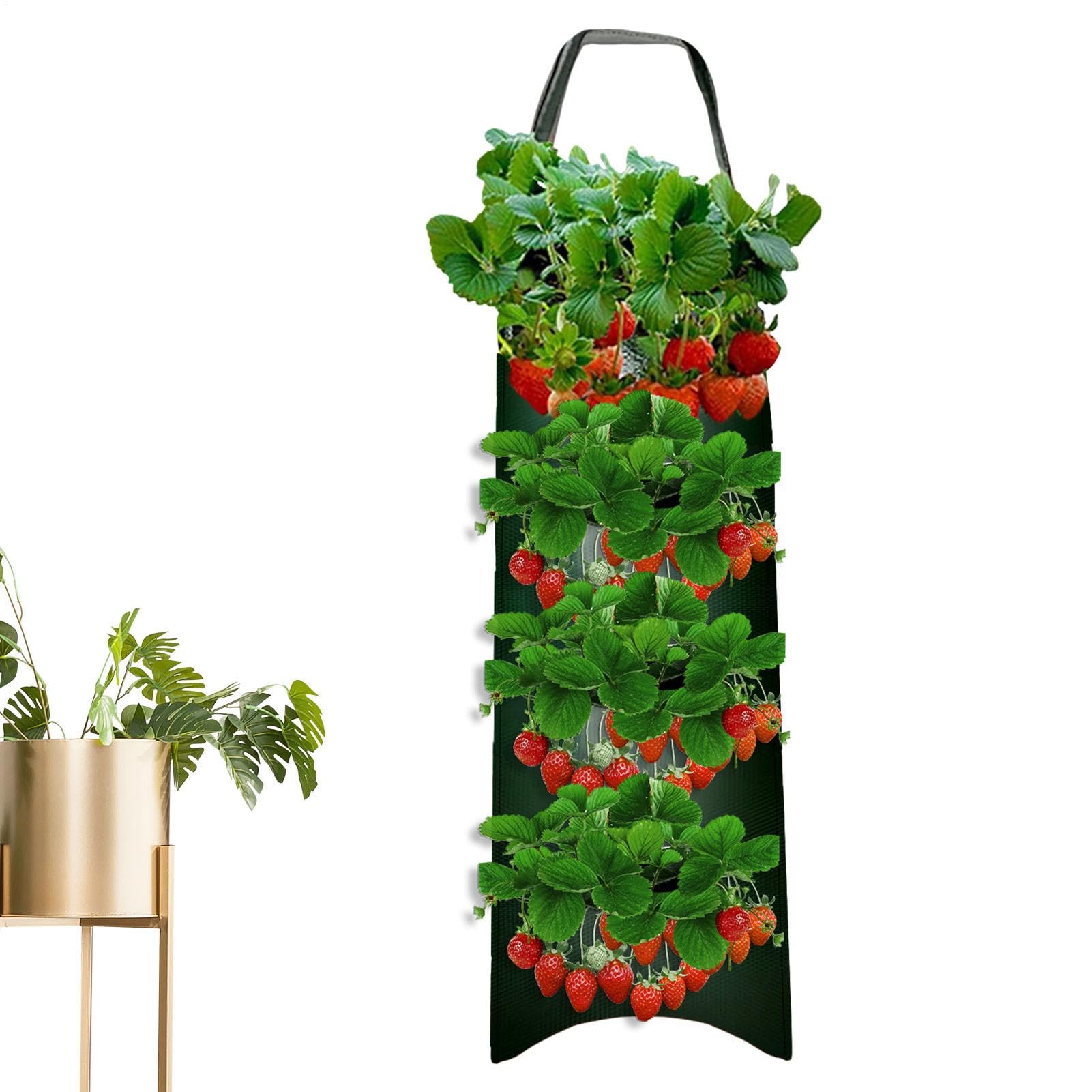 Hanging Planter Grow Bag, Strawberry Planter For The Garden, Potato Grow Bags, 4/6 Plaids 10/8 Hole Hangable Fabric Pouch For Plant Aeration & Growth, Breathable Root Pouch For Roses, Carrots,