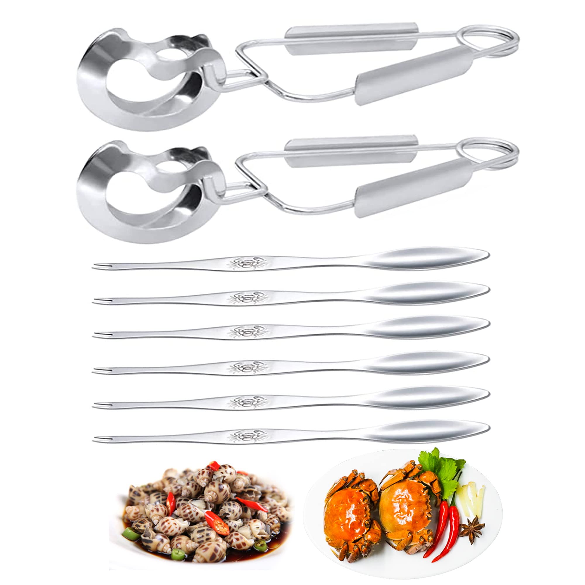 YUANGANG Set Empilable Acier Inox Pour Escargots Et Huîtres - Pince Et Fourchette Incluses