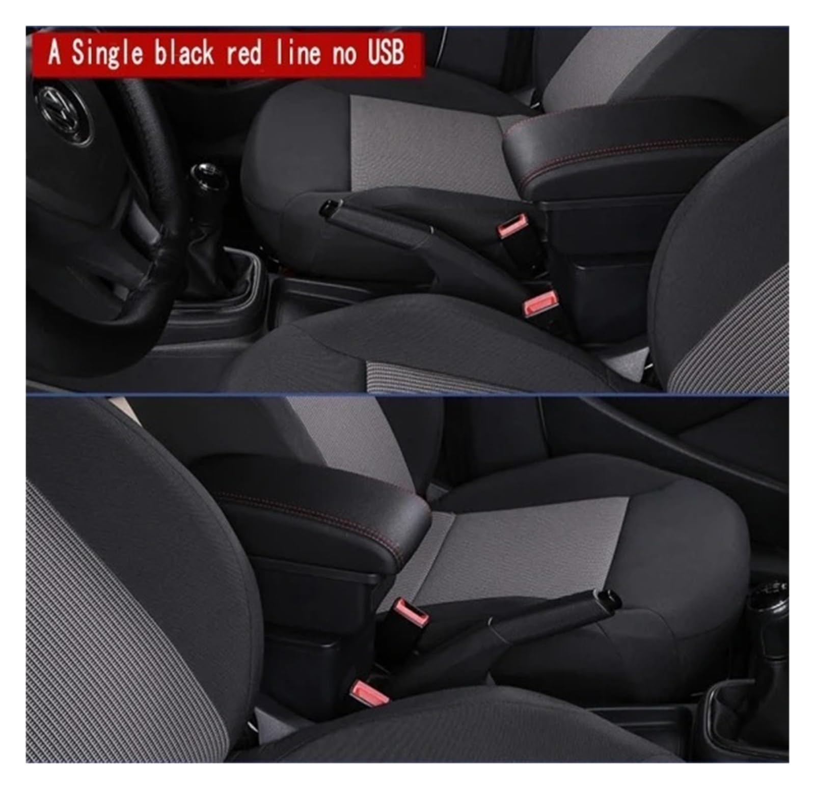 Bracciolo Centrale Per Fiat Per Panda II 2 Bracciolo Centrale Poggiagomiti Console Accessori Di Modifica Con Portabicchieri E Porta USB Poggia Braccio(A-Black red line)