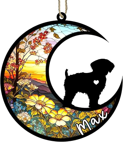 Miniatura 12 de Memorial personalizado para perro, adorno de Navidad de perro pastor alemán con nombre, razas personalizadas, atrapasador de luz para pérdida