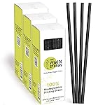 The Veggie Straws - 300 PCS of 8.25 Inches Unwrapped Biodegradable Black Straws - Made of Vegetable Fibers, Best Environment Friendly Drinking Straws for Hot and Cold Beverages