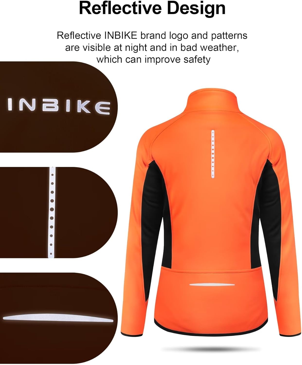 INBIKE Women's Cycling Jacket Biking Running Windbreaker Thermal Fleece Lined Reflective Coat for Cold Weather Winter - Image 4