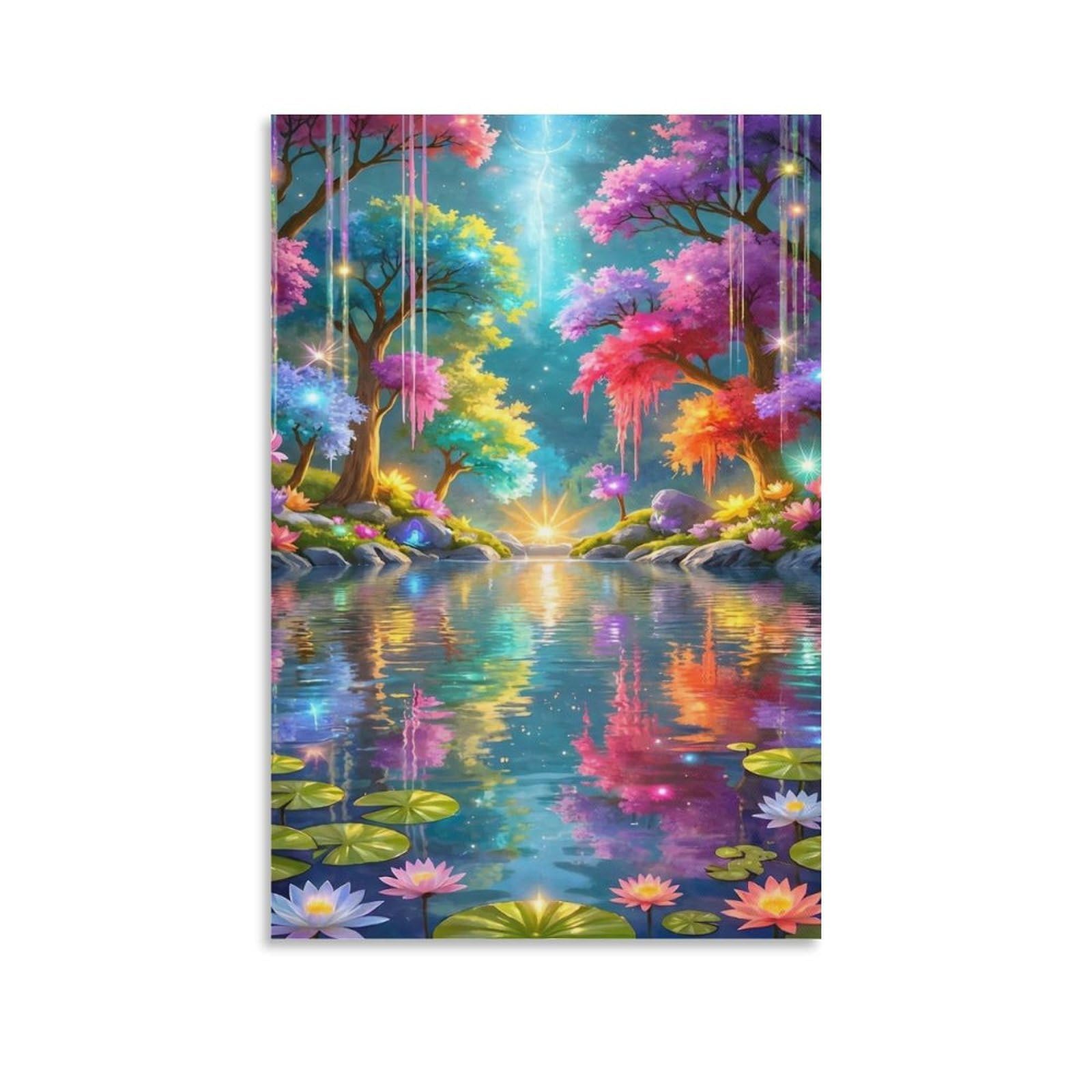 DHBANEIOK Fantasy Forest Lake Wall Decor Poster Giclee Canvas Prints Modern Wall Art Picture Wall Hanging for Office Gym Living Room Decor 20x30inch(50x75cm)