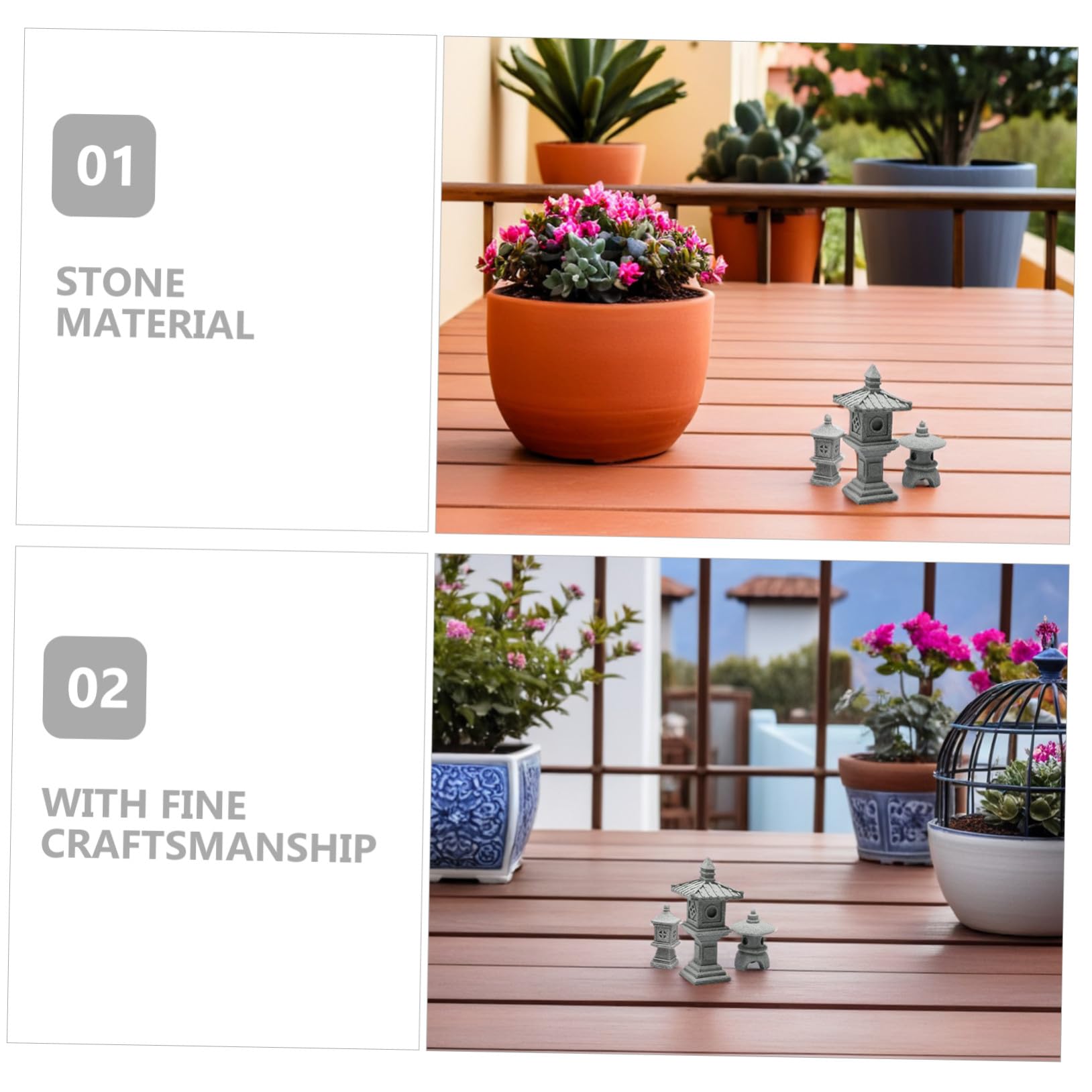 ifundom Statua Pagoda Giapponese da Giardino, 3 Pezzi in Pietra per Bonsai