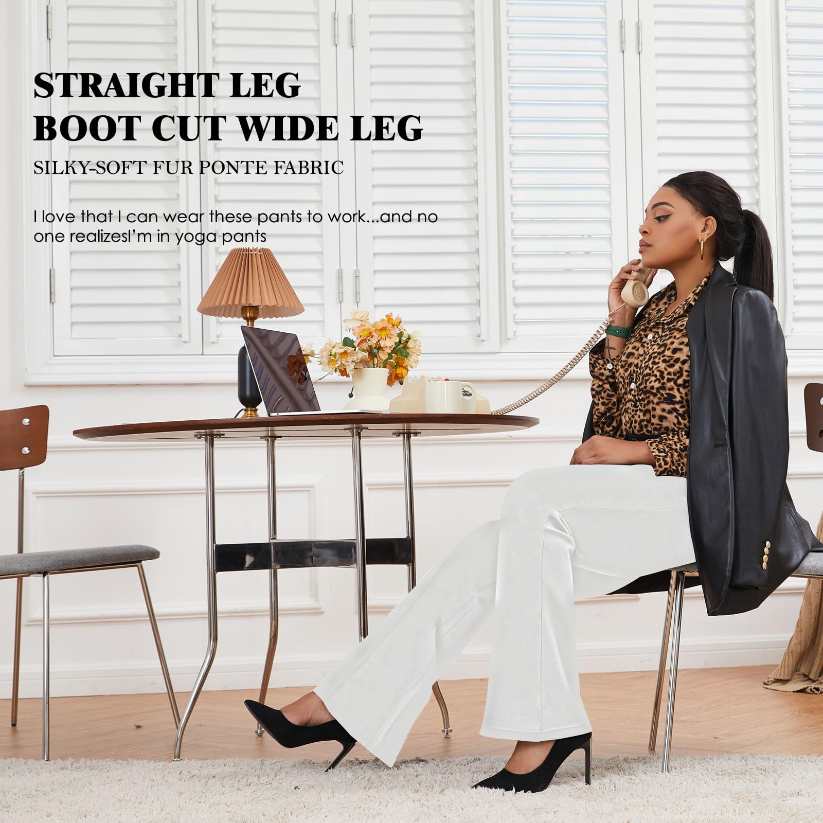 Pantalones de vestir elásticos sin arrugas de talla grande para mujer, pantalones de meter cómodos pantalones de oficina