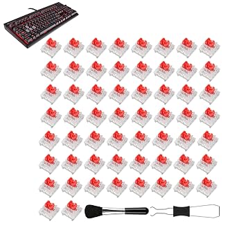 50pcs Mechanical Keyboard Switches,3 Pin Red Keyboard Clickers,Keyboard Clicker for 3D Prints,Clicky Switches Replacement Dustproof Keyboard Switch with Key Puller and Brush for Most Gaming Keyboards