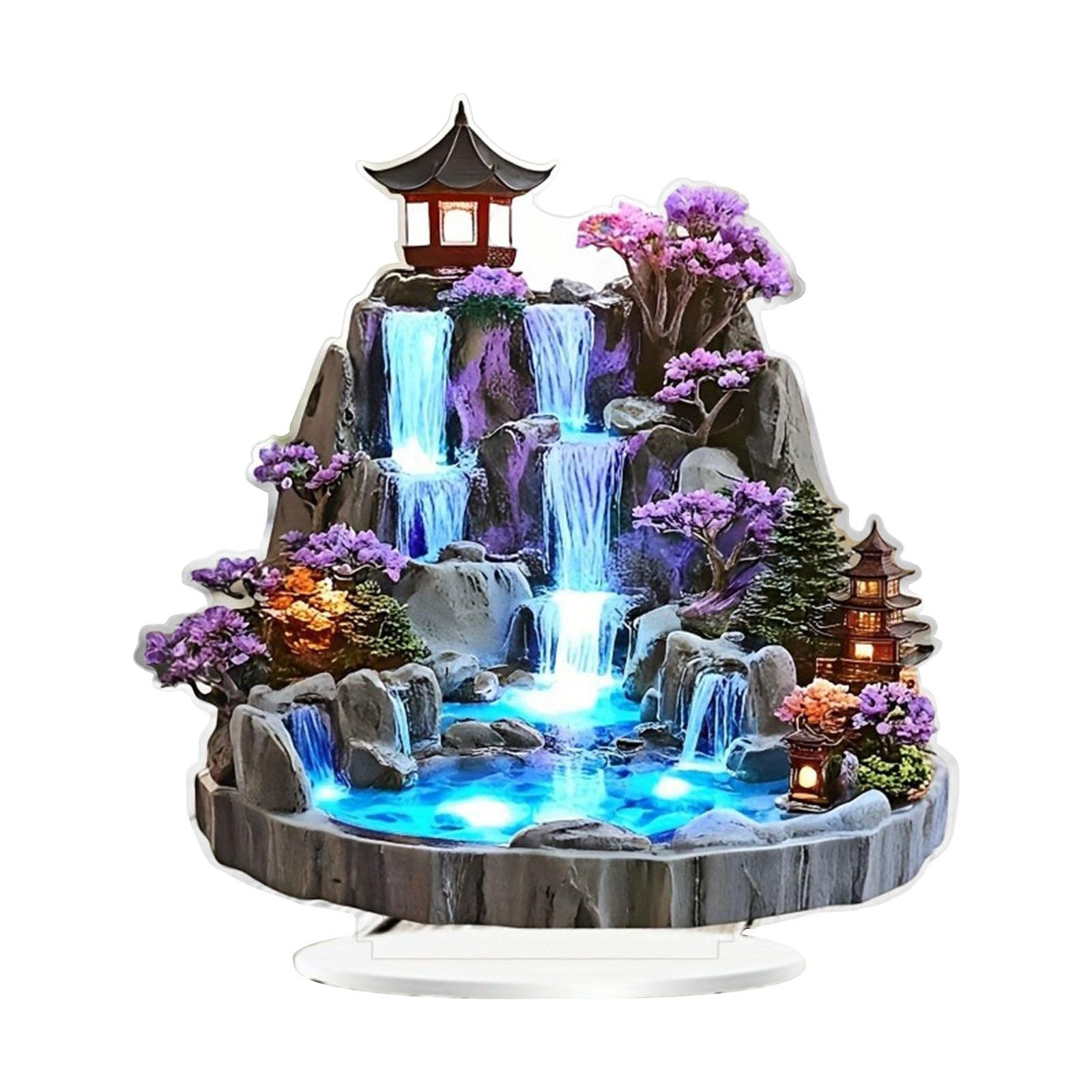 Fuente de Agua de Mesa 2D, decoración de Mesa, Letrero Decorativo de acrílico, Placa de Escritorio, Adorno para gabinete, Escritorio, Centro de Mesa