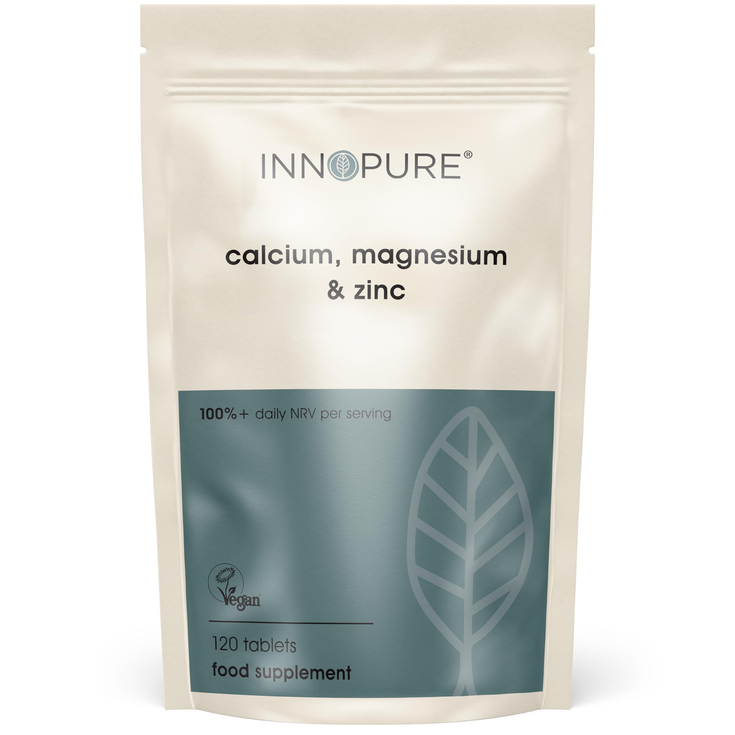 INNOPURECalcium, Magnesium and Zinc, 120 Tablets (Mineral Supplement, for The Maintenance of Normal Bones, Teeth and Muscle Function, Vegan, Vegetarian Society Approved, Made in The UK)