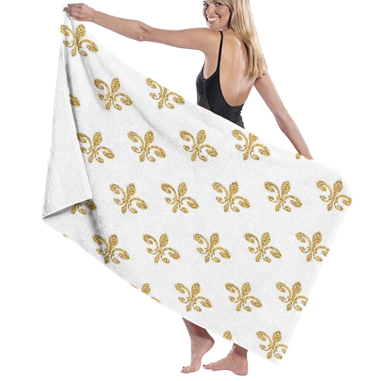 Serviette de Bain 80x130 cm au motif lys artistique pour une touche vintage