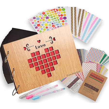 Amazon Co Jp 木目調 写真 アルバム 手作り 素材 ペン シール セット Fun Market ハート 家電 カメラ