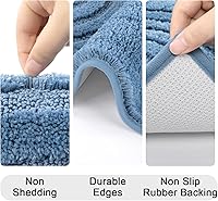 Vista 6 de HEBE Bathroom Rugs Set 5 Piece, Plush Absorbent Bath Mats for Bathroom, Non Slip Machine Washable Bath Mat Set with Toilet Cover, Bath Runner and