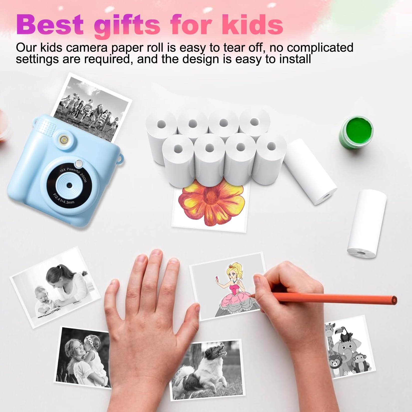10 Rollen Kinder Instant Print Camera Navulpapier,Kinderen Instant Camera Printer Papier, Schoolbenodigdheden Ambachten Student Tool voor Draagbare Thermische Druk Camera