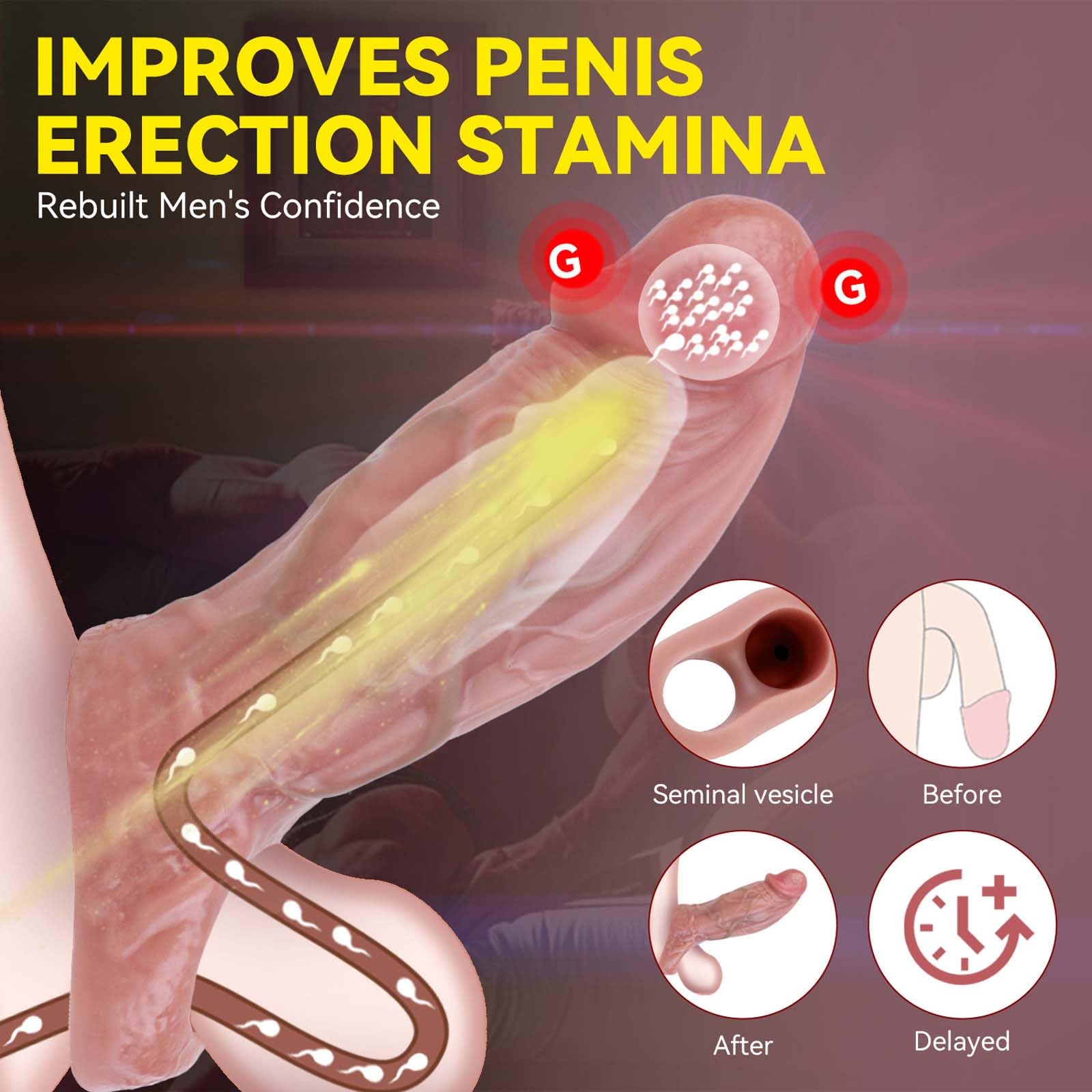 Masturbatore indossabile manuale maschile, estensione della guaina del pene avvolge completamente il pene, guaina realistica per l'ingrandimento del dildo con anello per il pene