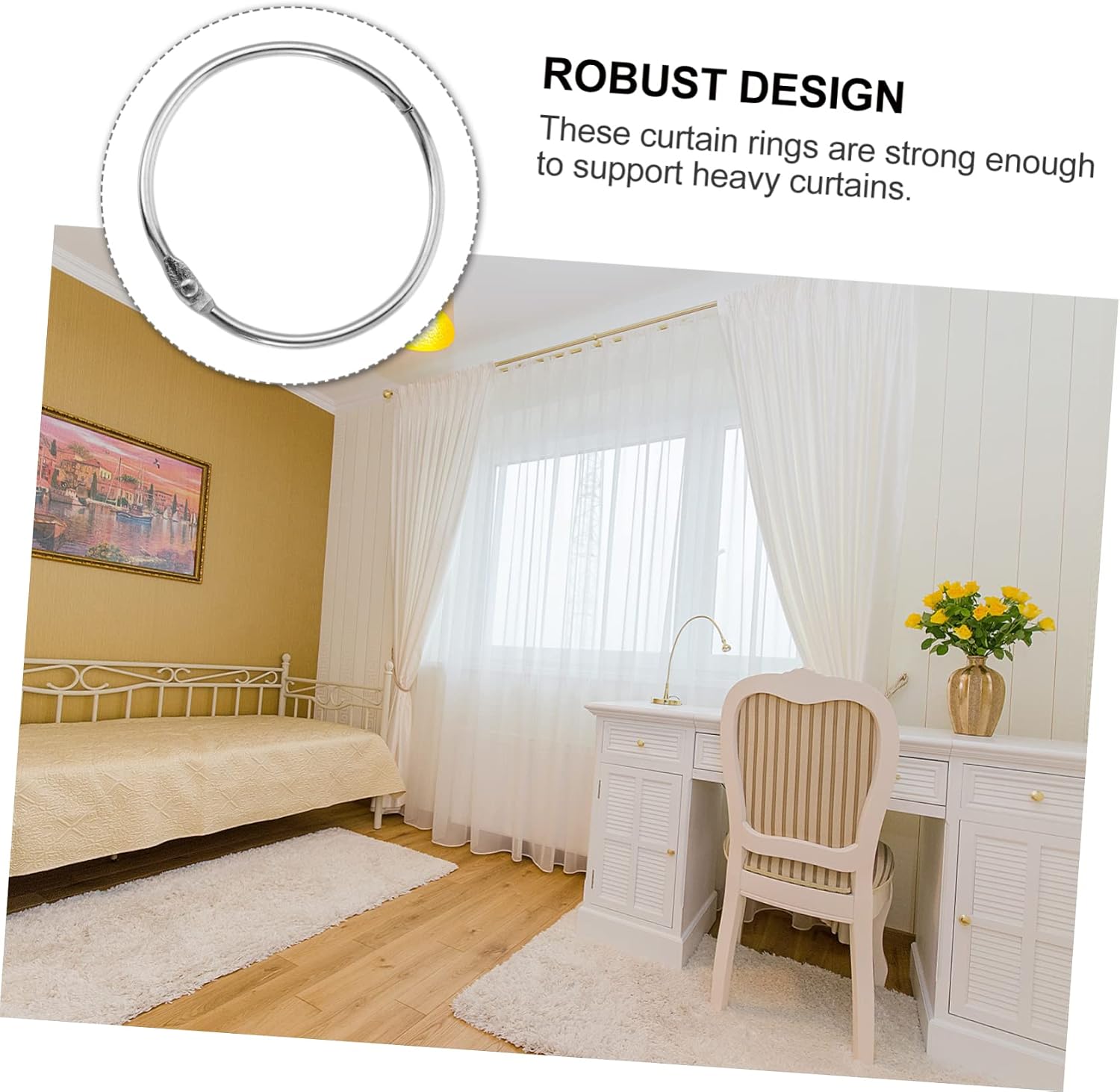 LIFKOME 24pcs Shower Curtain Hanging Ring Modern Bathroom Decor Rods Rings Sturdy Decorative Hooks for Western Shower Curtain