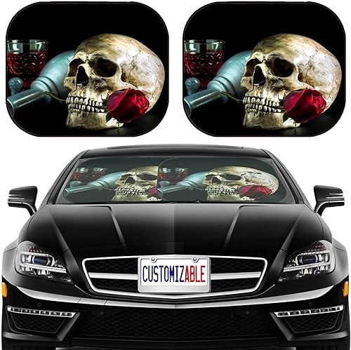 MSD Parasol para parabrisas de coche, ajuste universal, 2 piezas para parasoles de ventana de coche, cubierta protectora plegable automotriz, ID de