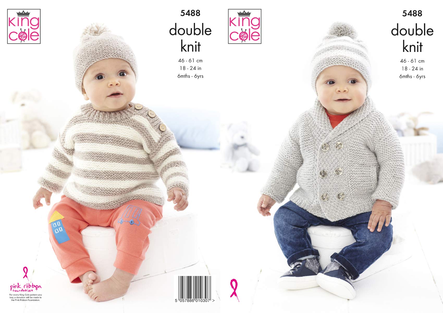 King Cole Cotton Top Dk Knitting Pattern 5488, Jackets, Sweaters, Headwear For Baby, Kids, 6 Months - 6 Years