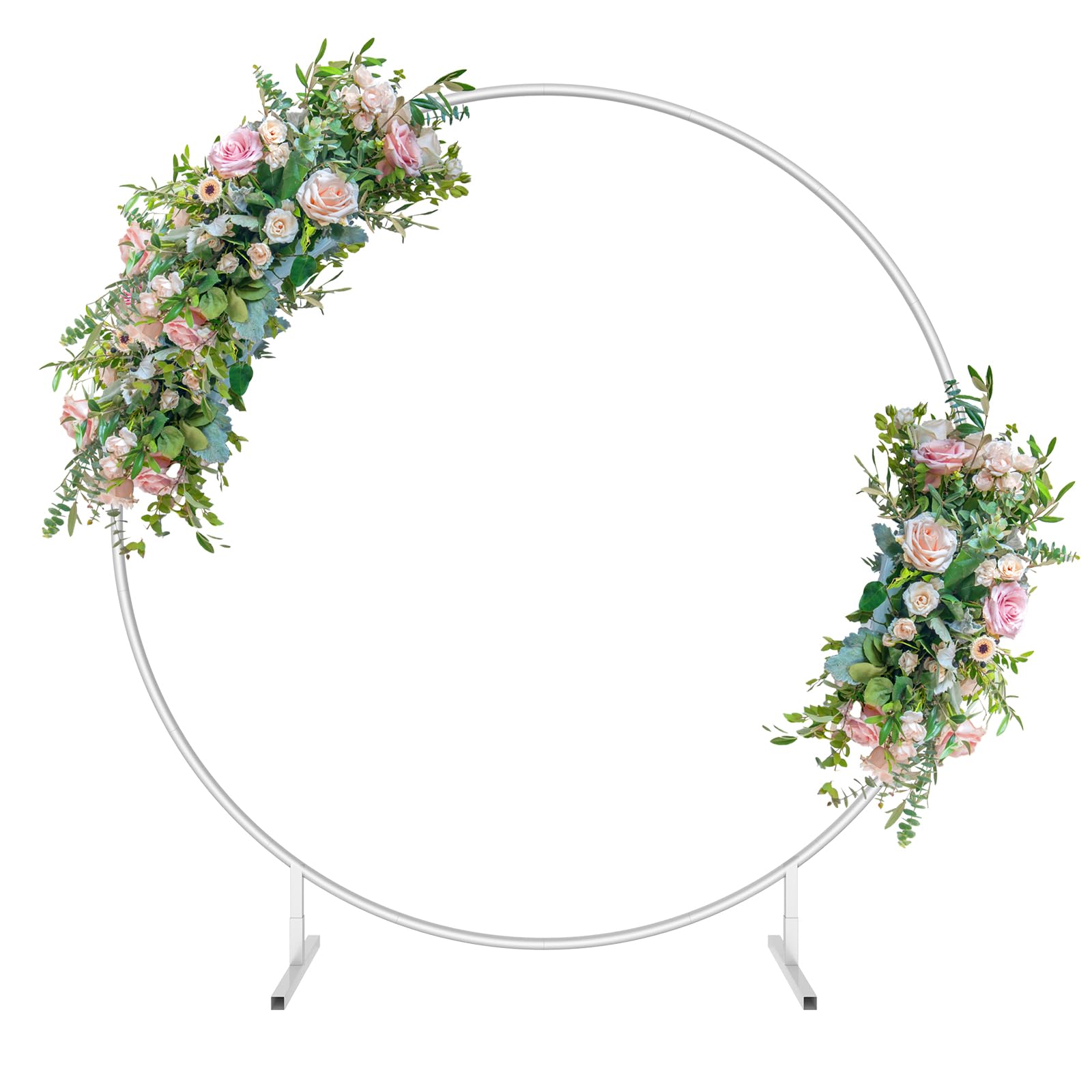 8.2FT Round Balloon Backdrop Stand,Stable Round Balloon Arch Backdrop Stand,Large Size Circle Metal Arch Backdrop Stand kit for Wedding,Birthday Parties,Baby Shower Backdrop Decoration,White