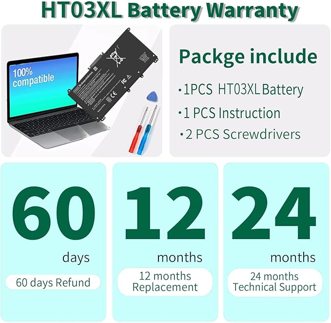 Batería HT03XL para HP Pavilion, 11.55V, 3631 mAh, LiPo miniatura 6