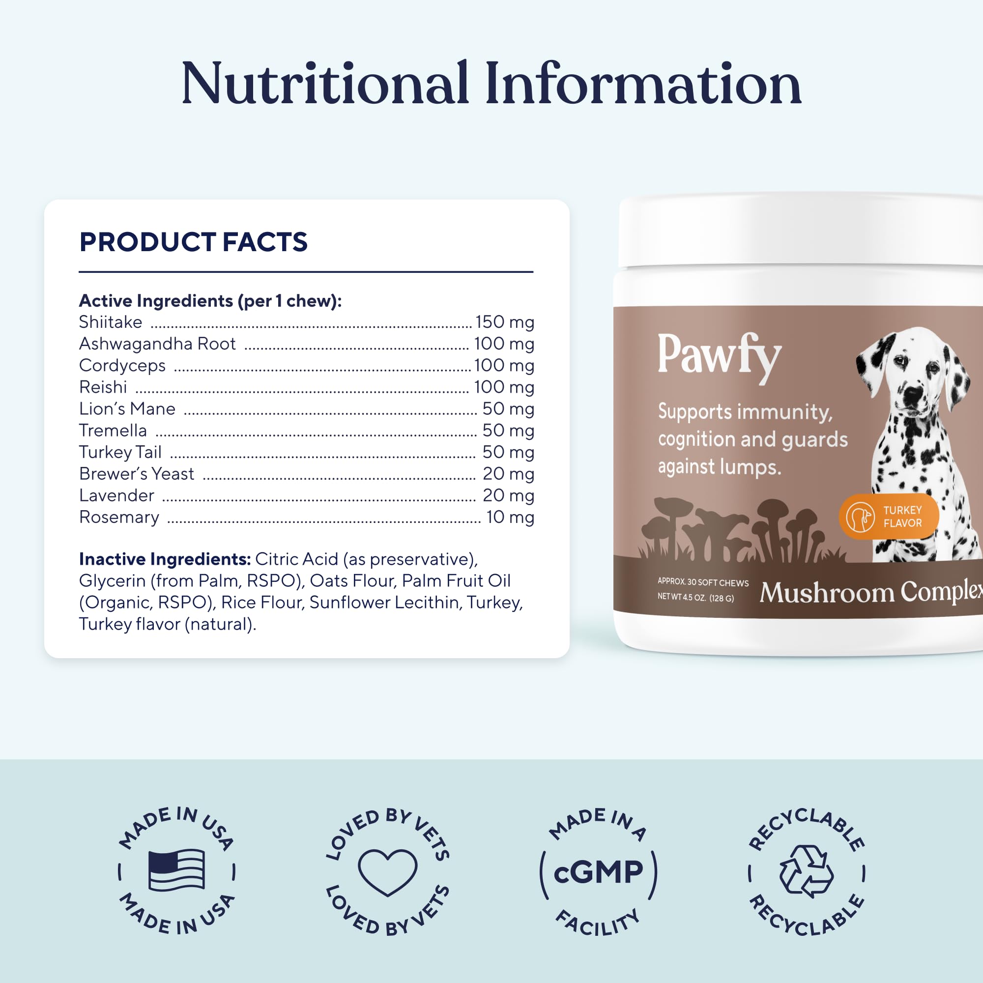 Pawfy Turkey Tail Mushroom for Dogs with Lion's Mane & Reishi - 30 Chews — Amazon image 2