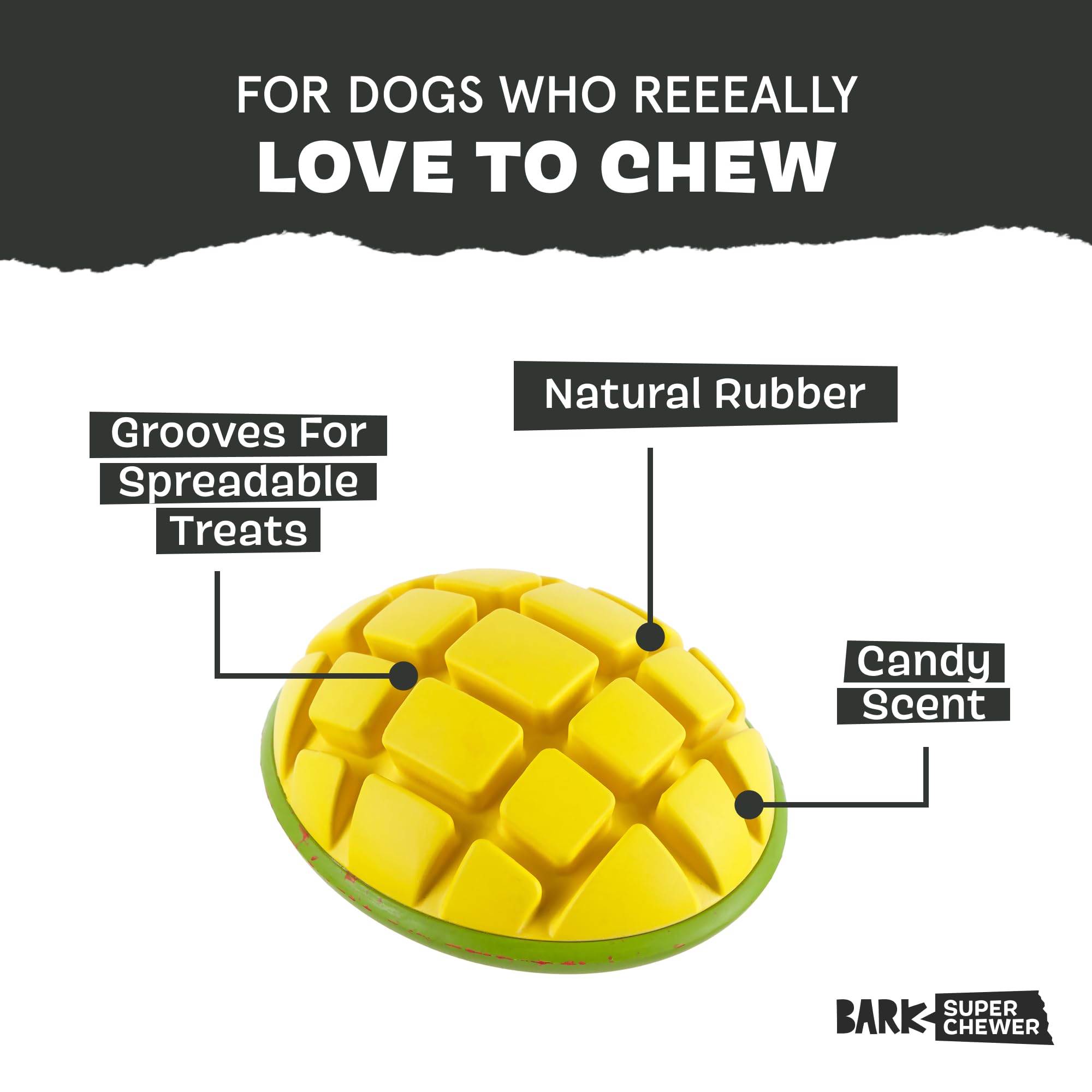 Bark Go Mango Tough Squeaky Rubber Dog Toy for Large Dogs - Candy-Scented, Durable Design for Long-Lasting, Squeaky Fun - Image 2