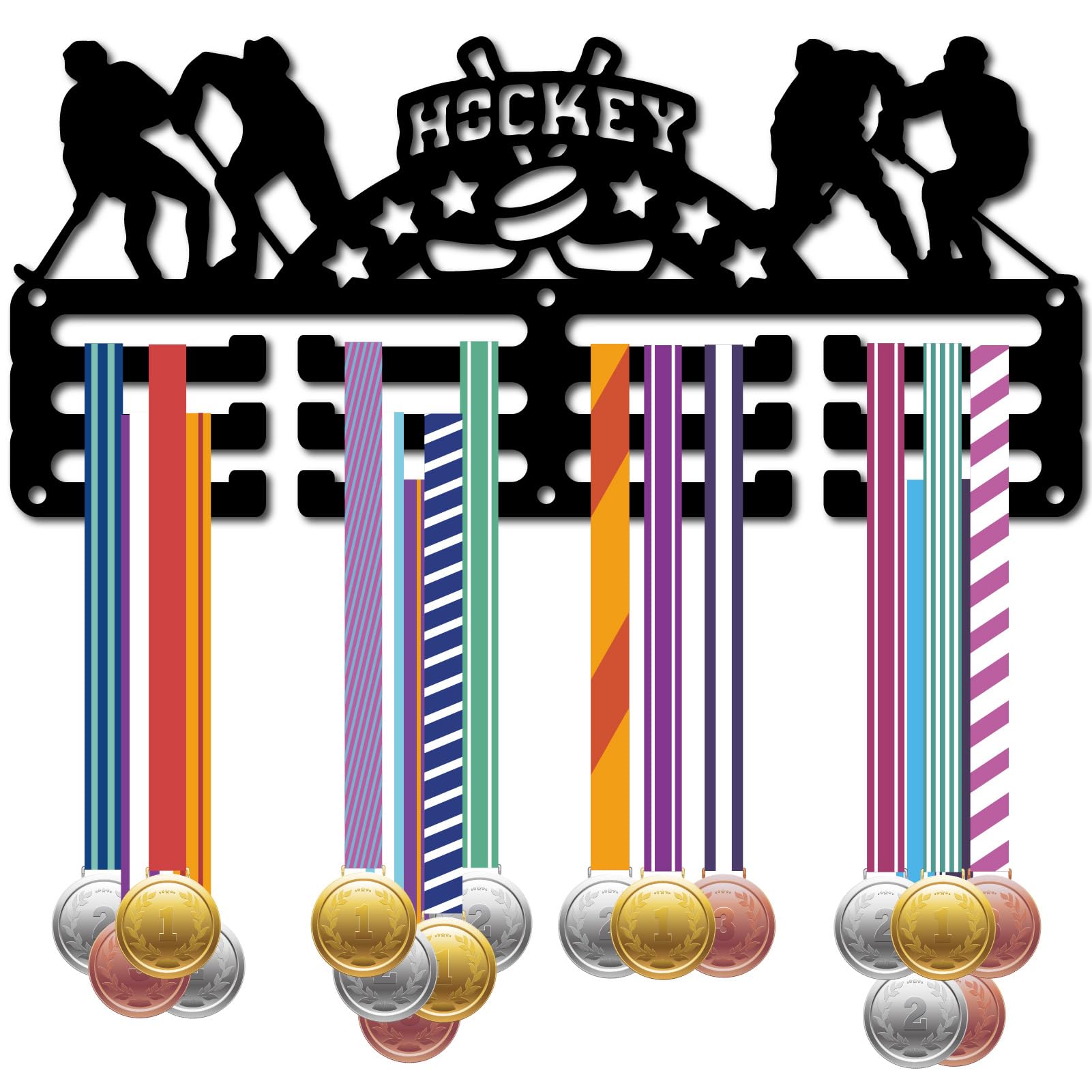 CREATCABIN Soporte Medallas Hockey, Colgador Deportivo, Estante 29x13cm Negro