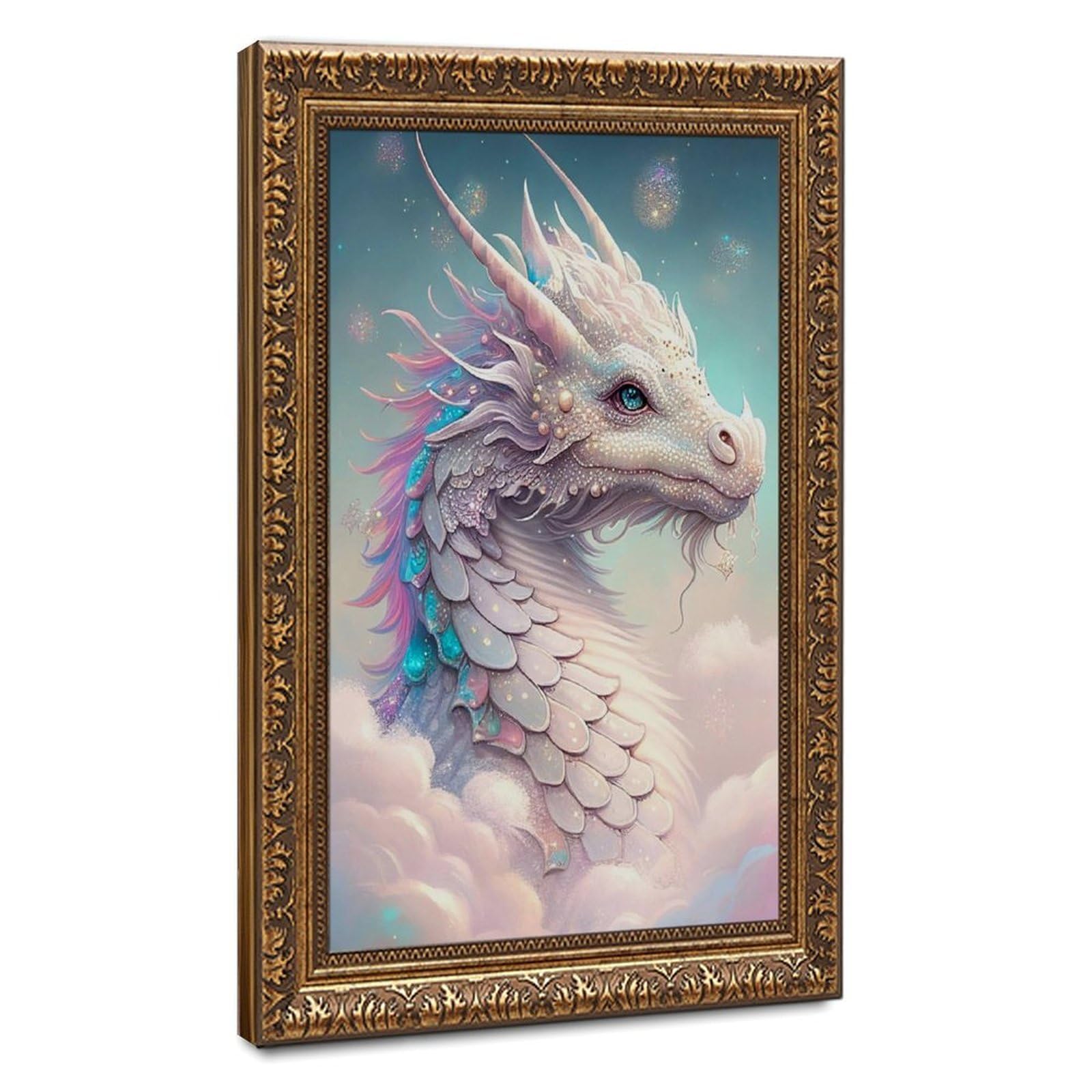 Bareronor Watercolor Dragon Poster (3) Canvas Poster Bedroom Decor Landscape Office Room Decor Gift 24" L X 36" W