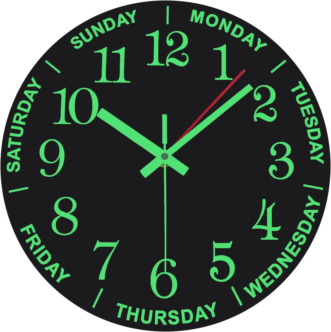 WOOPHEN 12 Inch Luminous Wall Clock Wooden Silent NonTicking Battery