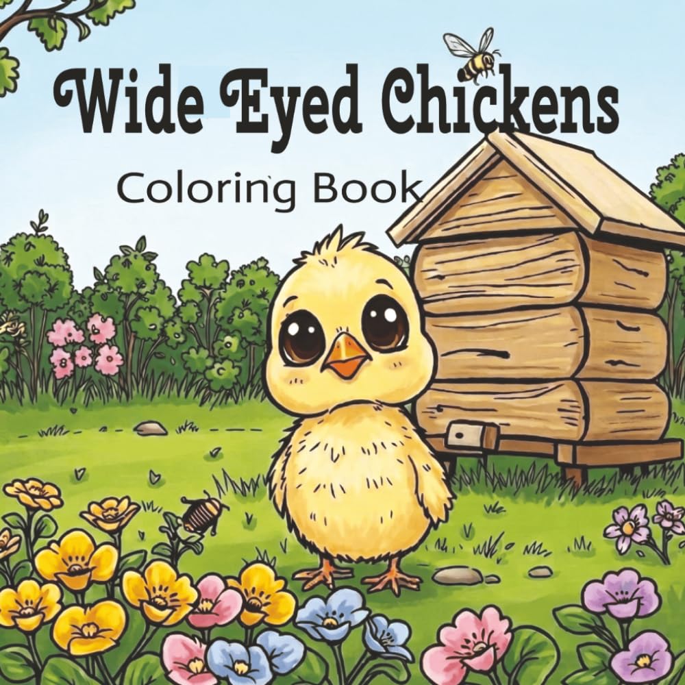 Wide Eyed Chickens Coloring Book: 50 Adorable Farmyard Adventures For Kids and Adults