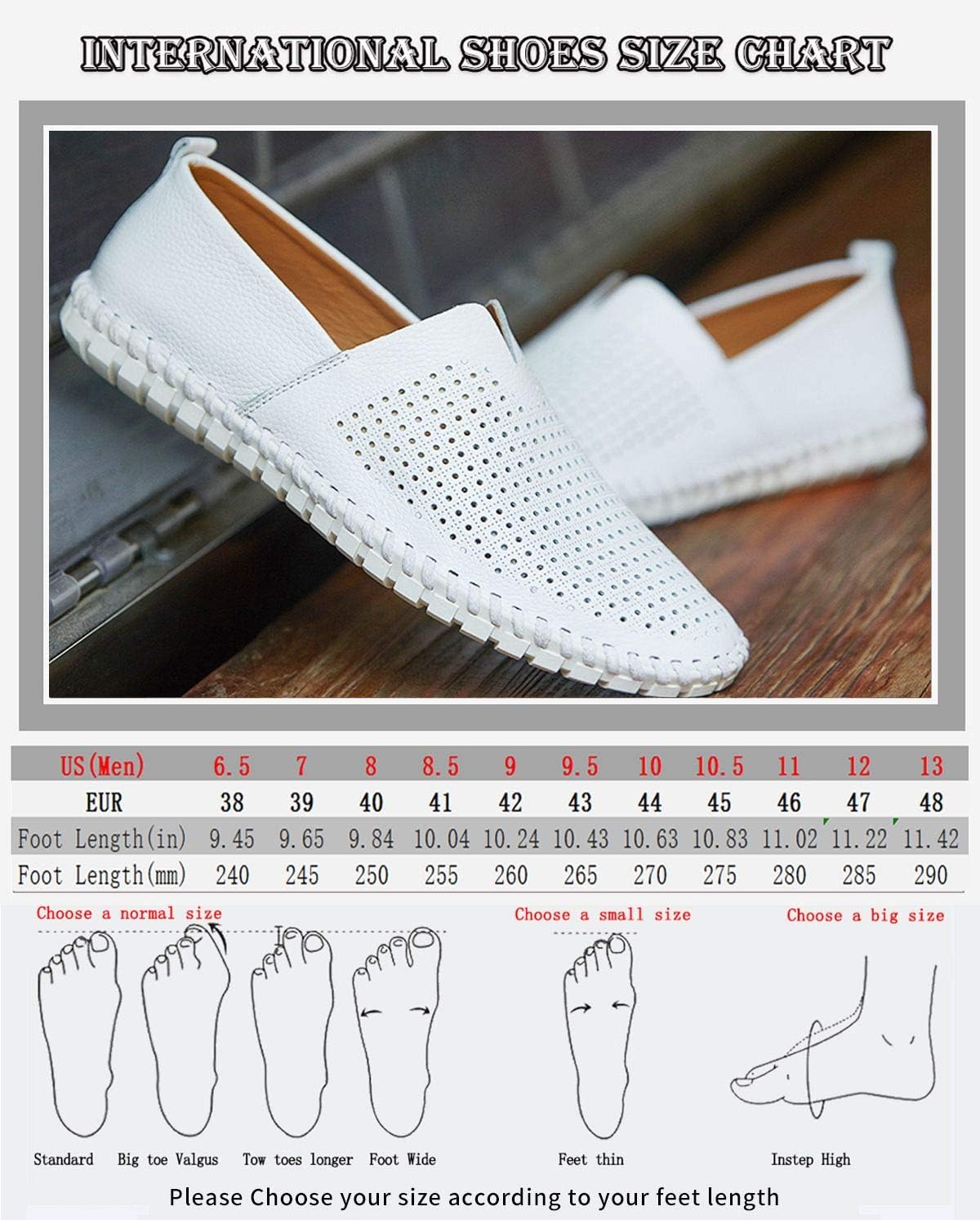 Men's Genuine Leather Loafer Shoes Slip On Soft Walking Shoes Perforated Driving Shoes - Image 6