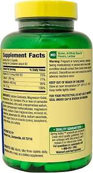 Calcium, Magnesium, Zinc & Vitamin D3. Calcium, Magnesium & Zinc Plus Vitamin D3 Caplets Dietary Supplement, 250 Count (Pack of 1), Set with Basket Goods Store Shop