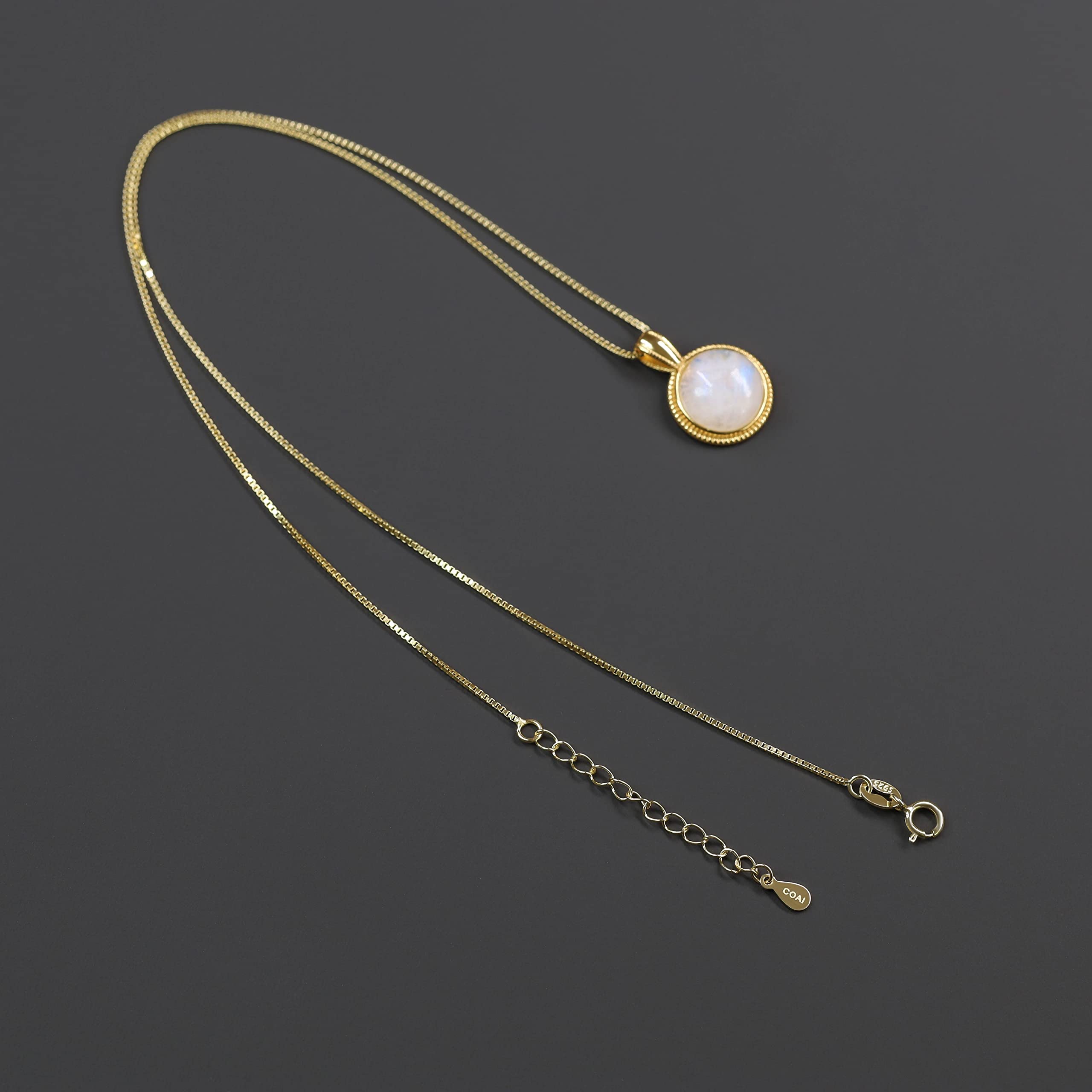 COAI Collana da Donna in Argento Placcato Oro con Ciondolo Circolare in Pietre Naturali