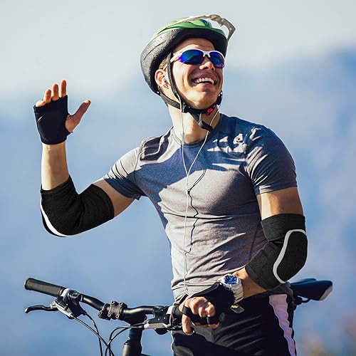 Miniatura 4 de 2 pares de coderas deportivas de voleibol deportivas transpirables con soporte protector de gel de compresión para adolescentes, niñas, niños,