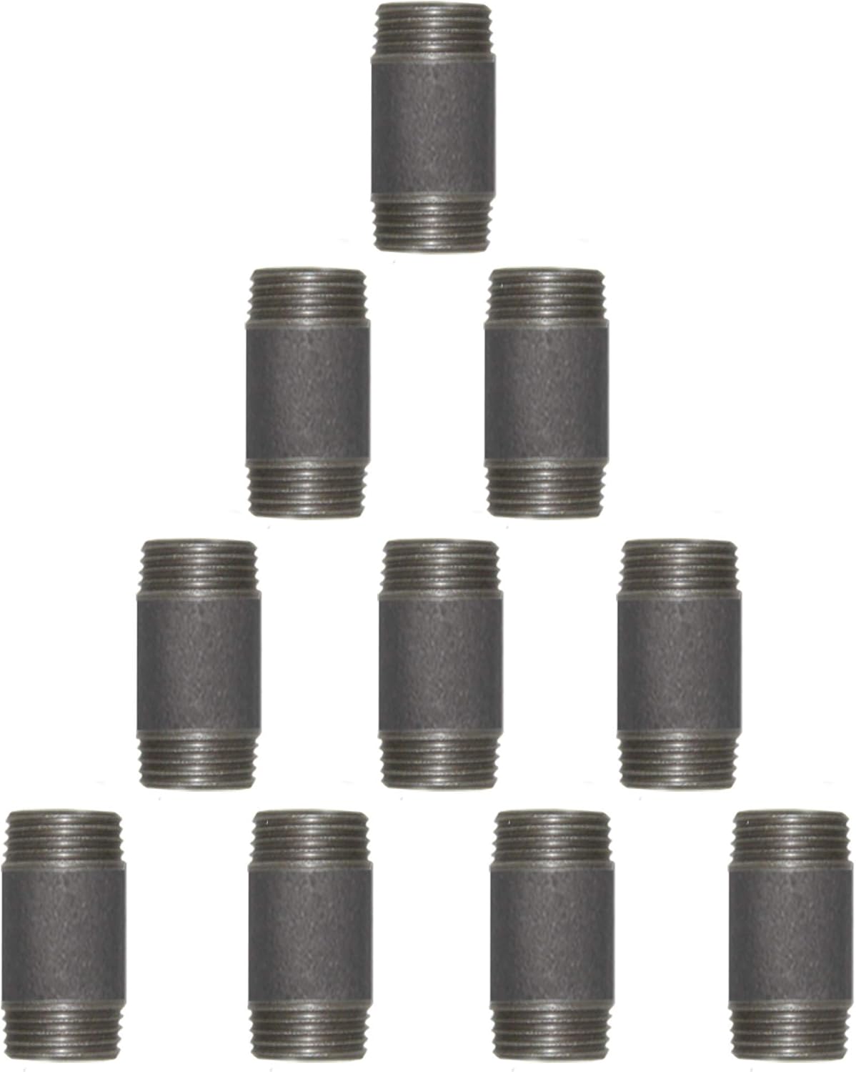 Brooklyn Pipe Sandblast Finish 1/2 x 1.5 Inch | Heavy Duty Schedule 40 Industrial Pipe | Threaded Pipe Nipple for DIY Shelving and Furniture, 10 Pack (10 Pack) - - 