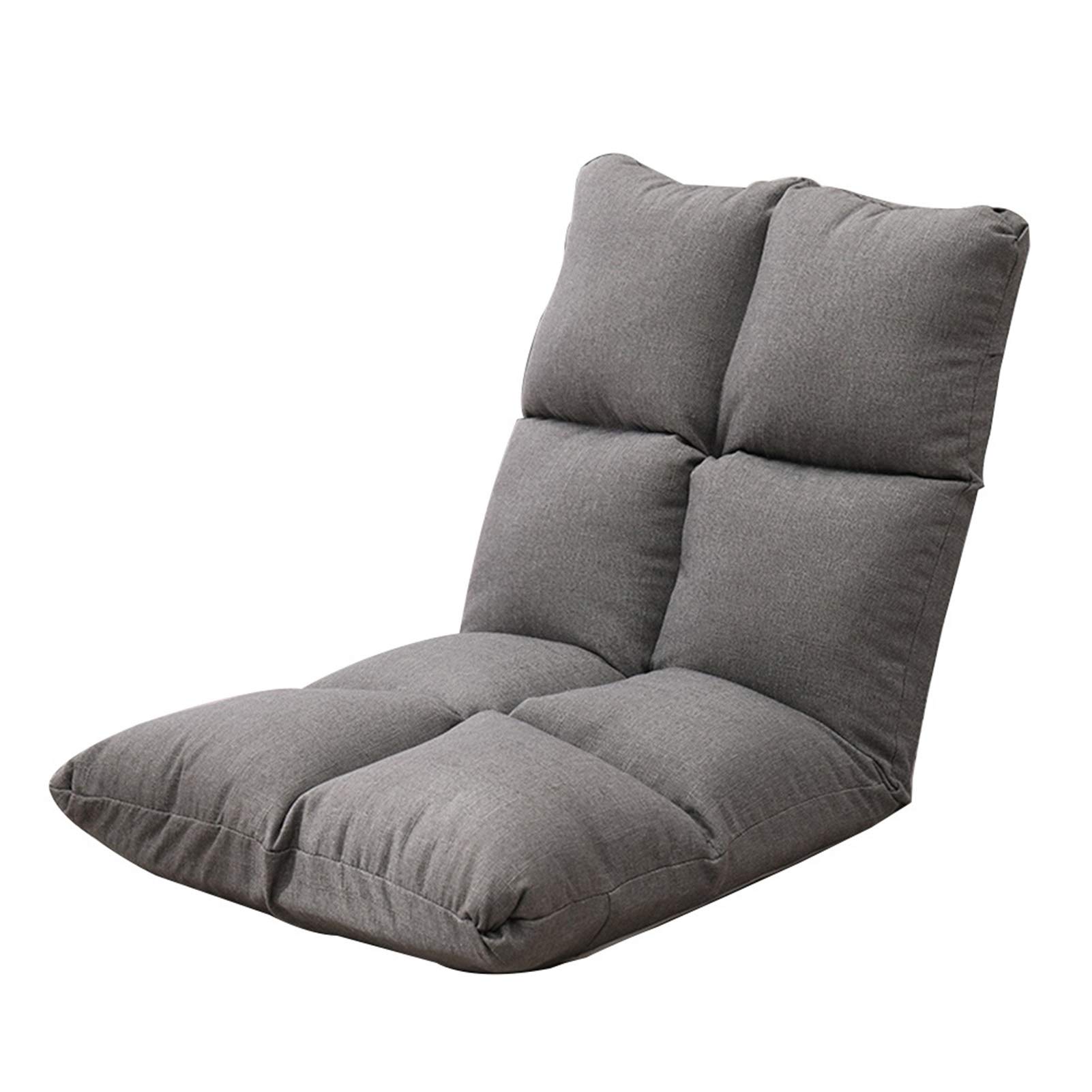 Genérico Silla de Piso Plegable para computadora, Silla de meditación Ajustable de 5 velocidades con Respaldo extraíble y Lavable, sofá Perezoso para Sala de meditación y Sala de Estar (Color: Gris)