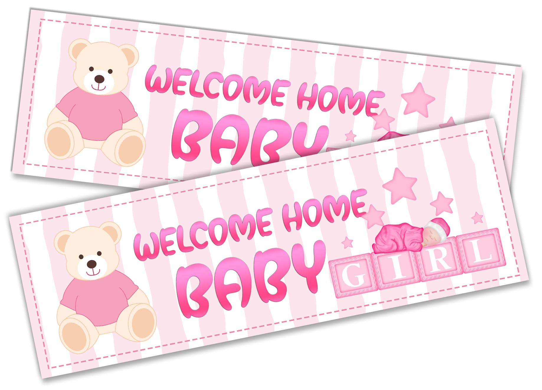 x2 Welcome Home Baby Girl Banner Baby Shower Homecoming Party Decoration 4